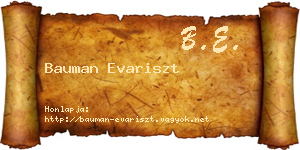 Bauman Evariszt névjegykártya